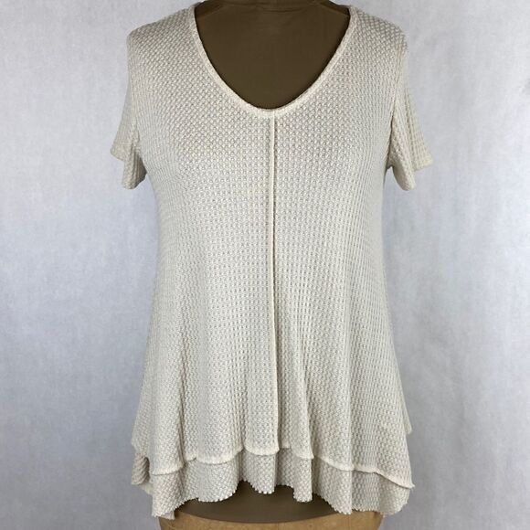 altar’d state Waffle Weave Top Blouse Tunic Size Small Cream Beige Lightweight - Picture 1 of 11